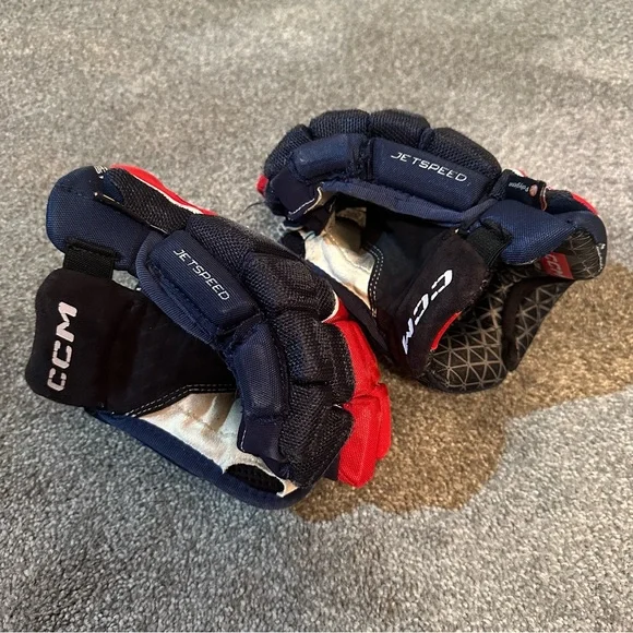 CCM Red and Navy Ice Hockey Gloves 10” - Picture 2 of 9